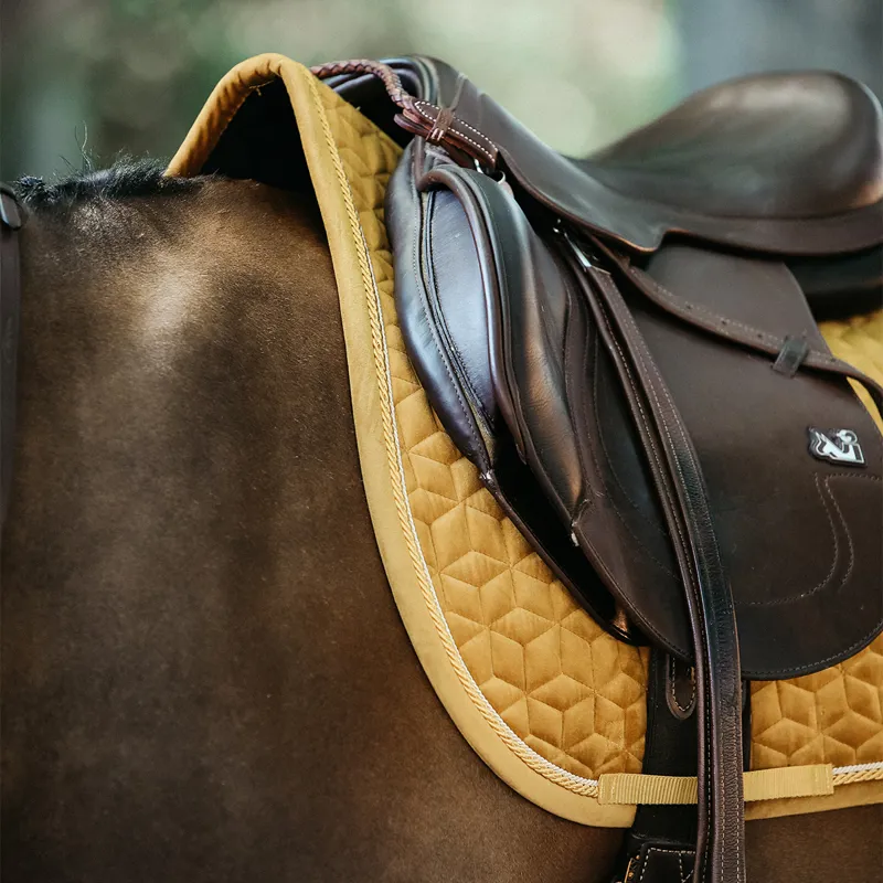 Kentucky Velvet Jumping Saddlecloth - Mustard-4